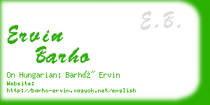 ervin barho business card